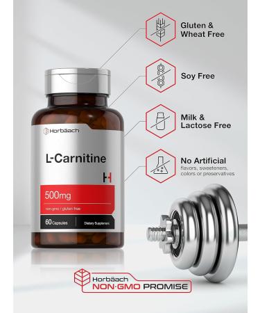 Horb ach L-Carnitine Supplement 500mg - 60 Capsules | Non-GMO Gluten Free L-Carnitine L-Tartrate for Weight Loss & Energy Boost - Buy Online on GoSupps.com