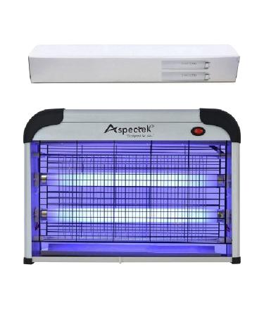 ASPECTEK Powerful 20W Electronic Insect Indoor Killer, Bug Zapper, Fly Zapper, Mosquito Killer-Indoor Use Including 2 Pack Replacement Bulbs silver