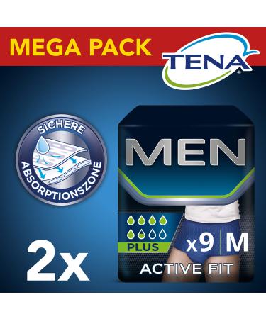 Tena Men Active Fit Pants Plus Size S/M - 2 Packs of 9 2 Count (Pack of 1)