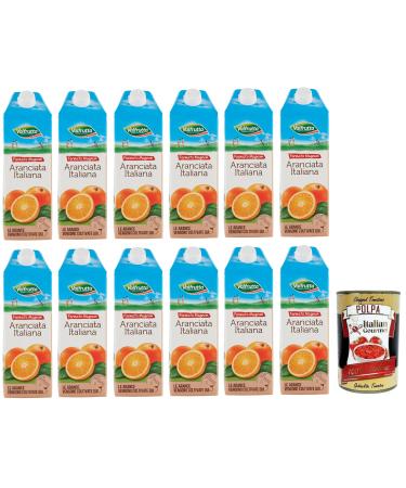 Italian Gourmet E.R. Valfrutta Aranciata Italiana 12-pack of soft drinks Italian orange lemonade 1500 ml + Italian Gourmet Polpa di Pomodoro 400 g box