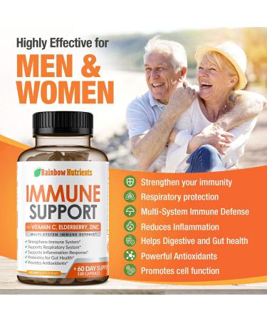 10-in-1 Immune Support Supplement with Vitamin C, Zinc, Elderberry, Echinacea, Turmeric & Probiotics - Dr. Approved Immunity Booster for Respiratory Health - Buy Online on GoSupps.com