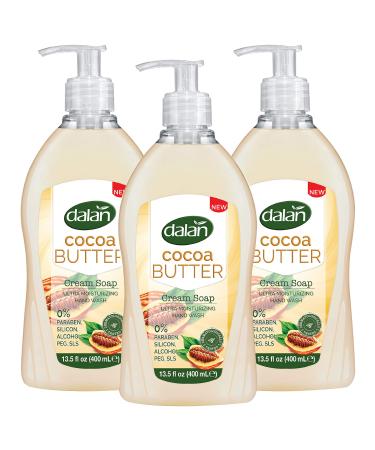 Dalan Cocoa Butter Cream Ultra Moisturizing Liquid Hand Soap for Dry and Fresh Hands Feeling Clean and Soft ((13.5 Fl Oz / 400 mL (Pack of 3)) 13.5 Fl Oz (Pack of 3)