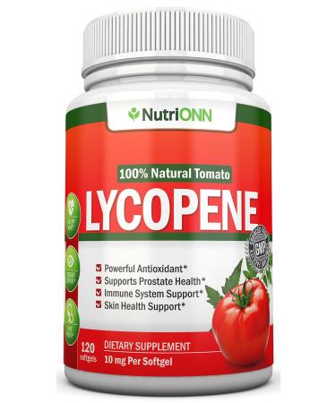 Lycopene - 10MG - 120 Softgels - 3 Month Supply - Premium Quality Antioxidant - 100% Natural Tomato - Great for Prostate Health, Immune System Support, Heart Health and Eyesight Support