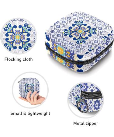 Purple Talavera Geometric Flower Pattern Sanitary Napkin Storage Bag - Portable Period Pouch for Women & Teens - Multi-colored - Buy Online on GoSupps.com