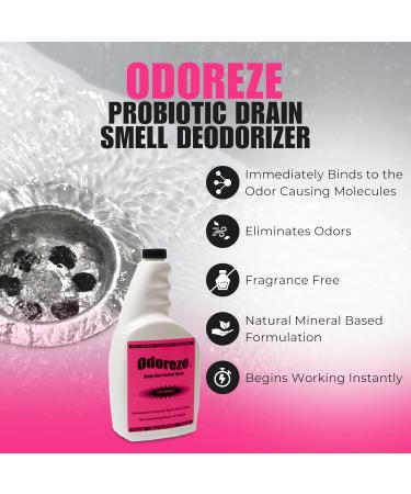Natural Probiotic Drain Smell Deodorizer - 32 oz Concentrate Cleans 128 Gallons & Eliminates Odors - International Shipping Available - Buy Online on GoSupps.com