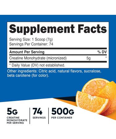 Nutricost Creatine Monohydrate Powder - Mandarin Orange Flavor 500g | Vegan Non-GMO Gluten Free Micronized Creatine Supplement - Buy Online on GoSupps.com