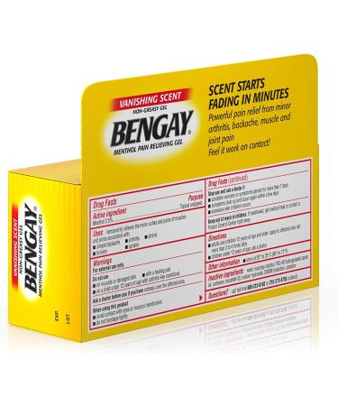 Vanishing Scent Bengay Pain Relief Gel - 2 oz | Non-Greasy Topical Pain Reliever with Cooling Menthol - Buy Online on GoSupps.com