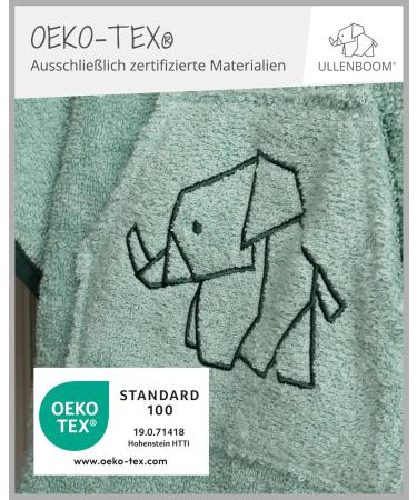 ULLENBOOM Sage Green Bath Poncho for Kids & Babies - 100% Cotton Oeko-Tex Certified Made in EU | Ideal as Bath Towel & Robe (1-3 Years) - Buy Online on GoSupps.com