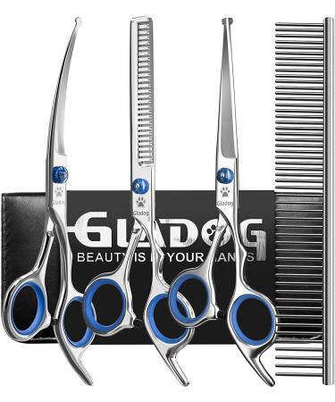 GLADOG 5 in 1 Professional Grooming Scissors Set with Safety Round Tips | Sharp Pet Shears for Dogs and Cats - Buy Online on GoSupps.com