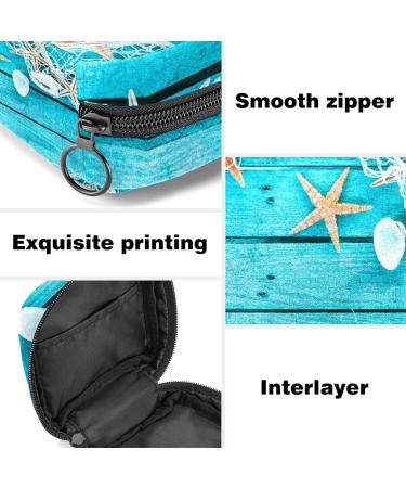 Menstruation Pad Bag with Zipper - Stylish Women's Napkin & Tampon Organizer - Summer Mussels & Starfish Design - Buy Online on GoSupps.com