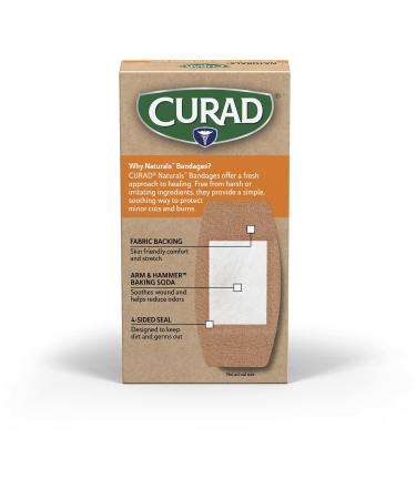 CURAD Naturals Baking Soda Bandages 2 x 4 - 10 Count Box, Sterile & Self-Adhesive First Aid Essential for Scrapes and Cuts - Buy Online on GoSupps.com