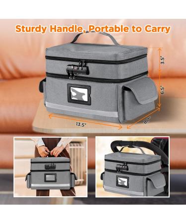 Zannaki Medicine Storage Bag with Combination Lock | Double Layer Pill Organizer | Secure Zippered Locking Box for Prescriptions Vitamins & Supplements - Grey - Buy Online on GoSupps.com