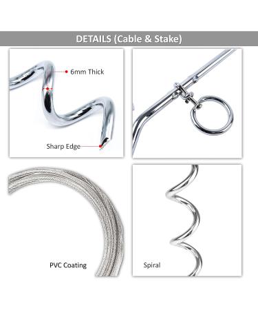Buy 2 x 1.8m Durable Steel Dog Chains for Outdoor Use - Spiral Design with 40cm Earth Skewer - Ideal for Camping & Pet Safety - Buy Online on GoSupps.com