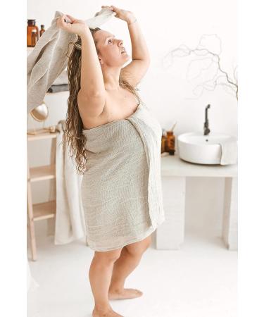 100% Natural Rough Linen Bath Towel | Quick Dry Hair Towel Wrap | Lightweight Exfoliating Towel 26x59-Inch - Natural Kanva - Buy Online on GoSupps.com