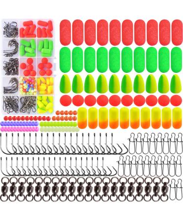 Pompano Rigs Making Kit Surf Fishing Rig Saltwater Fishing Accessories Bottom Rig Parts Pompano Snell Floats Fishing Beads Circle Hooks Fishing Swivels Duo Lock Snaps Pompano Rigs for Surf Fishing 210pcs Fishing Rig Kit