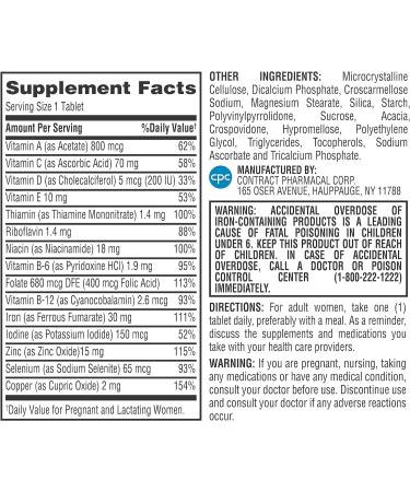 Earth's Splendor Prenatal Multivitamin: Supports a Healthy Pregnancy Growth/Brain Development for Baby Folic Acid Iron Non-GMO MMS Studied Formulation - 6 Month Supply 180 Tablets - Buy Online on GoSupps.com