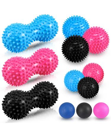 12 pieces of fascia ball and massage ball set hedgehog balls massage balls with nubs double hedgehog balls for back legs feet and hands deep tissue massage