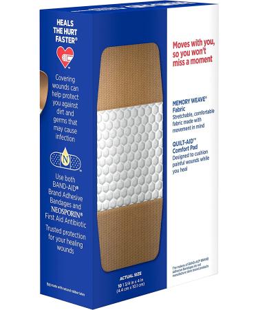 Band-Aid Brand Extra Large Flexible Fabric Adhesive Bandages - 10 Count (Pack of 2) - Buy Online on GoSupps.com