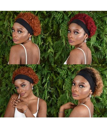 ALIACHOOS Short Curly Blonde Headband Wig Human Hair | Pixie Cut Bob Wig for Black Women | 150% Density Glueless Half Wig | 6 Inch 1B27 Color - Buy Online on GoSupps.com