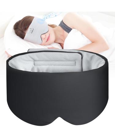 MUSICOZY Ice Silk Sleep Headphones with Bluetooth Mask Eye Mask for Sleeping in Total Darkness 5.4 Bluetooth Sleep Mask Sleep Headphones Soft Gifts for Men Women (Black)
