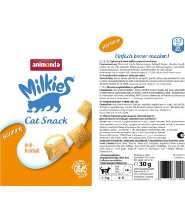 Animonda Milkies Harmony Grain-Free Crunchy Pillows for Cats - 12 x 30g Cat Snack | Premium Treats - Buy Online on GoSupps.com
