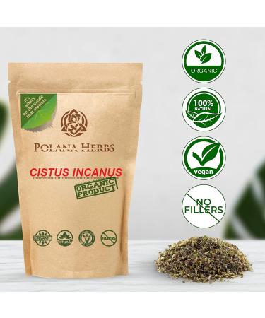 Polana Herbs Organic Cistus Tea - Cistus Incanus Rockrose Loose Leaves Herb Herbal Tea Overall Wellness Fresh Harvest Wildcrafted in sunny Mediterraneans Naturally Caffeein Free Packed by Hand in Food Graded Eco-Pack 150g- 75 servings- 5.3 ounce - Buy Online on GoSupps.com