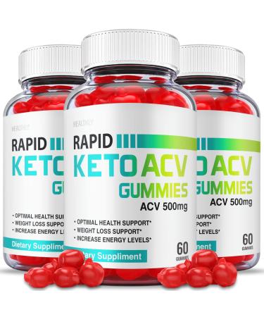 (3 Pack) Rapid Keto Gummies - Official Formula Vegan - Rapid Keto ACV Gummies Advanced Rapid Keto Plus ACV Gummies Rapid ACV Keto Weight Shark Loss Apple Cider Vinegar Vitamin B12 (180 Gummies)