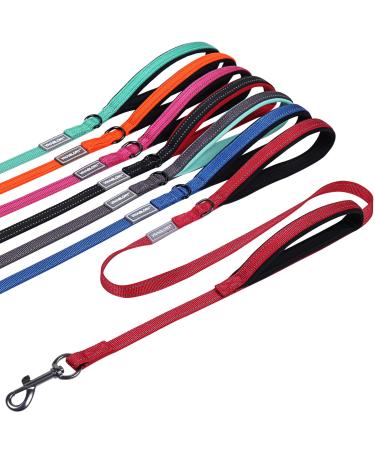 Vivaglory traffic handle dog leash dog leash with two padded handles strong reflective & metal hook training lines for dogs red 1.8 m x 1.4 cm red