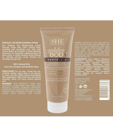 Om SHE Aromatherapy Golden Body Gradual Tan - Light to Medium Moisturising Lotion - Buy Online on GoSupps.com