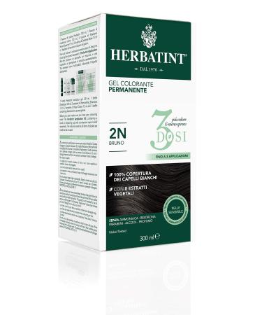 Herbatint Herbatint Permanent Colour Gel 300 ml 2 N Brown No Ammonia for Sensitive Skin 100% White Hair Coverage with 8 Organic Natural Extracts