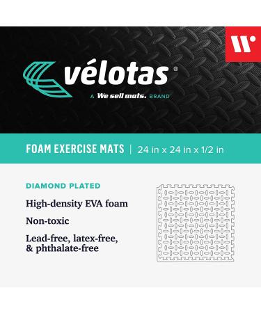 Velotas 12 Inch Interlocking EVA Foam Personal Fitness Mat Diamond Plate Exercise Mats for Indoor Workout 24 in x 24 in Light Gray 24 Sq Ft (6 Tiles) - Buy Online on GoSupps.com