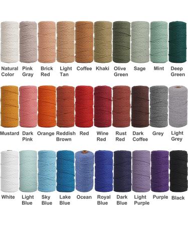 NOANTA Natural Colored Macrame Cord 2mm x 220yards - Cotton Rope for Wall Hanging, Plant Hangers, Crafts - Colorful Macrame Yarn for Knitting - Buy Online on GoSupps.com