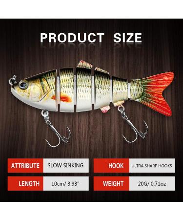 CharmYee Multi Jointed Swimbait Topwater Bass Fishing Lure 0.7oz - Lifelike Hard Bait for Trout and Perch - Buy Online on GoSupps.com