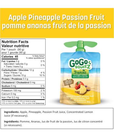 GoGo squeeZ Fruit Sauce Variety Pack Pineapple Passion Fruit Strawberry Pear Mango No Sugar Added. 90g per pouch Pack of 20 - Buy Online on GoSupps.com