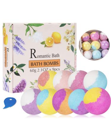 Suranew Bath Bombs Gift Set 9 Organic Shower Bombs  Bubble & Spa Bath for Women's Day  Mothers  Day Perfect Gifts idea