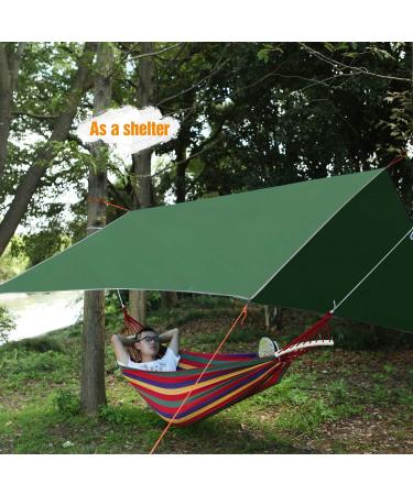 REDCAMP Hammock Rain Fly Camping Tarp Waterproof  10x10ft Lightweight Backpacking Rain Tarp Shelter for Hiking Outdoor  Green Green 10*10ft - Buy Online on GoSupps.com
