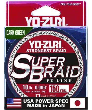 Yo-Zuri SuperBraid Dark Green 150 Yards Superbraid Fishing Line 10 Pound