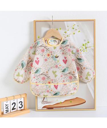 Yunguui 5-Pack Baby Sleeved Bibs | Waterproof Washable Full-Body Bibs for 3-30 Months | Unicorns Butterflies Flamingos Swans Birds - Buy Online on GoSupps.com