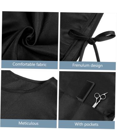 Amosfun Black Barber Apron Unisex Hair Salon Apron with 2 Pockets Stylist Apron Hairstylist Apron Restaurant Working Apron - Buy Online on GoSupps.com