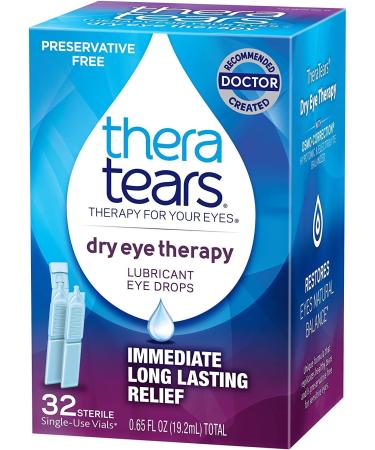 TheraTears Eye Drops for Dry Eyes - Preservative Free Lubricant Eyedrops 32 Count Single-Use Vials | International Shipping Available - Buy Online on GoSupps.com