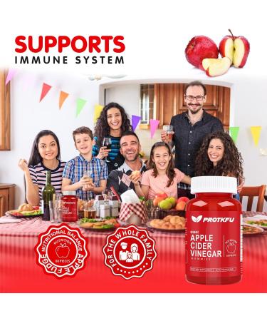 ProTKFU Apple Cider Vinegar Gummies - Vegan Weight Loss Supplement with B12 B9 - Detox & Cleanse for Healthy Living - Buy Online on GoSupps.com