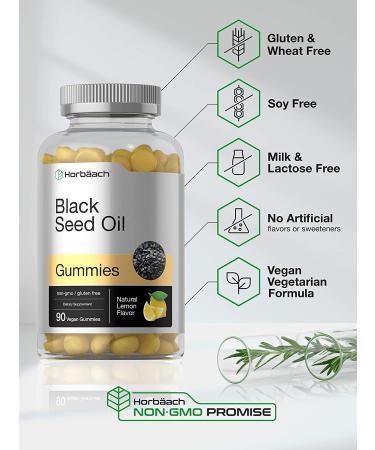 Blackseed Oil Gummies 90 count - Vegan Non-GMO Gluten Free Formula - Nigella Sativa - Natural Lemon Flavor by Horbaach - Buy Online on GoSupps.com