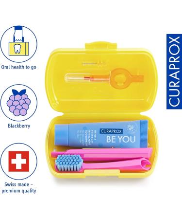 Curaprox Travel Set - Yellow Travel Toothbrush CS 5460 Be You Toothpaste & 2 Interdental Brushes for Complete Oral Care - Buy Online on GoSupps.com