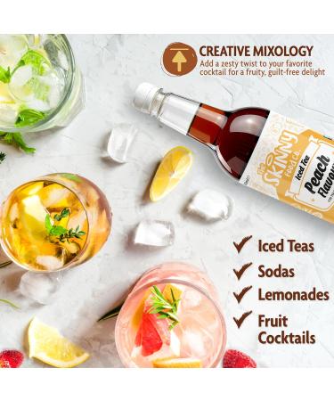 Skinny Food Co Peach Iced Tea Syrup 1L - No Added Sugar - For Cocktail Coffee Tea Mocktail Dessert Syrup - Keto & Gluten-Free - Vegan Peach Syrup - Low Calorie & Sugar Free Syrup - Buy Online on GoSupps.com