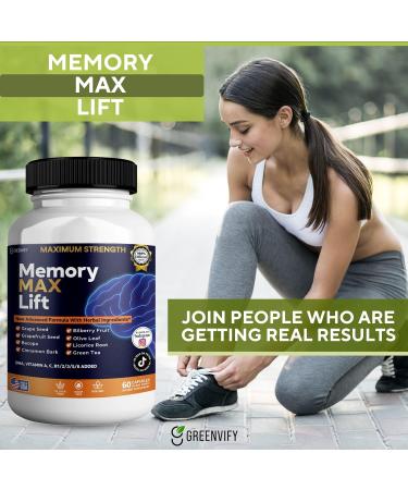 GREENVIFY Memory MAX Lift Brain Support Supplement 60 Capsules with Vitamins and Herbal Blend 30 Day Supply (1) - Buy Online on GoSupps.com