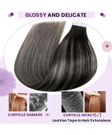 Shop Laavoo 60cm Ombre Black Real Hair Tape Extensions - Invisible Balayage 20pcs 50g #1B/S/1B - Buy Online on GoSupps.com