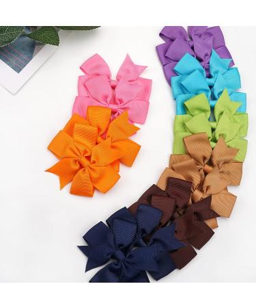 40 Piece 3 Boutique Grosgrain Ribbon Hair Bows Alligator Clips for Girls - Perfect Accessories for Toddlers, Teens - Solid Colors in Pairs - Buy Online on GoSupps.com