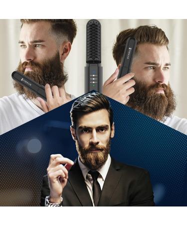 VIKICON Cordless Beard Straightening Heat Brush for Men - Portable Mini Hot Comb for Travel - Anti-Scald & Auto Shut Off - Unique Gift Idea - Buy Online on GoSupps.com