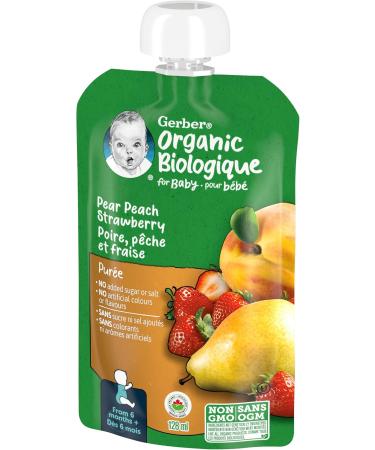 Nestle Gerber Nestle Gerber Organic Puree Pear Peach & Strawberry 128ml Pouch - Buy Online on GoSupps.com