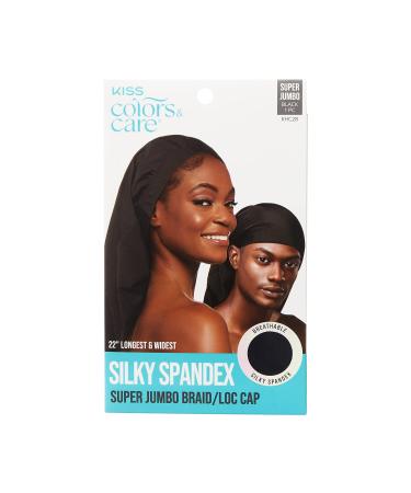 KISS COLORS & CARE Spandex Braid/Loc Cap  Super Jumbo - Comfortable  Stretchy & Mark-Free for All Hair Types - Great for Protective Styles Including Long Braids  Locs  and Weaves Black